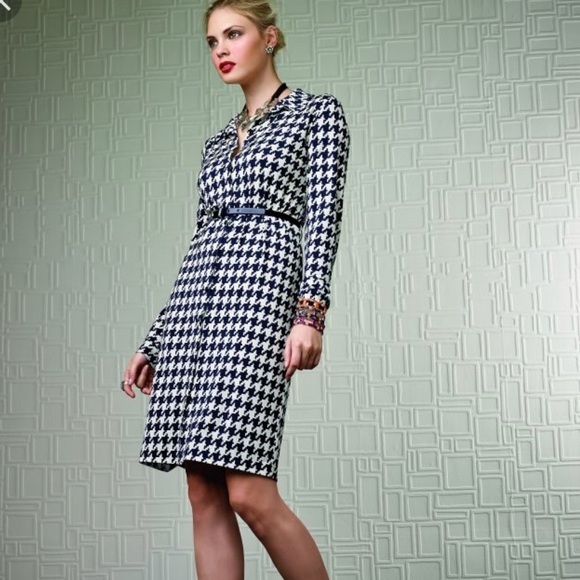 Anne Klein Dresses & Skirts - Anne Klein Houndstooth Long Sleeve Shirt Dress